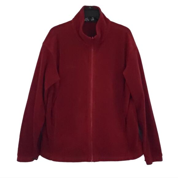 Columbia Fleece Jacket Coat Women Xlarge Red Zip Up Fall Winter - Picture 1 of 4